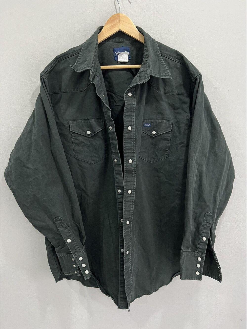 Vintage Wrangler Pearl Snap Button Up Shirt olive xxl